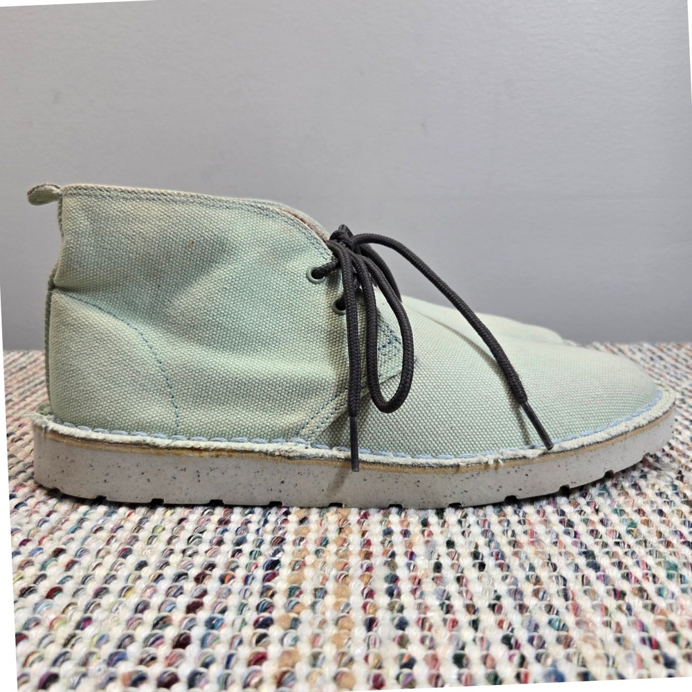 Clarks Originals Desert Chukka Boot Women 7.5 Canvas Pastel Green Chunky Vegan‎
